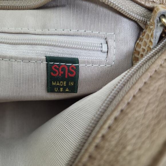 Vintage SAS Metallic Bronze Gold Crossbody Purse Handbag Croc Accents - Picture 5 of 7